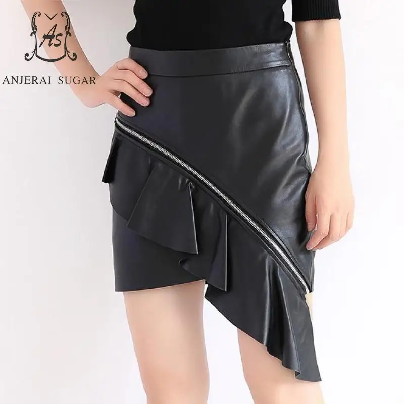 Buy Spring Autumn sheepskin Genuine leather skirts