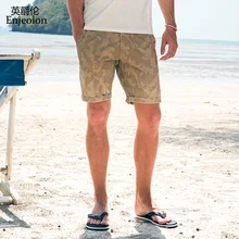 Enjeolon брендовые Летние повседневные шорты мужские хлопковые шорты с цветочным принтом Мужские шорты до колена высокого качества K6814