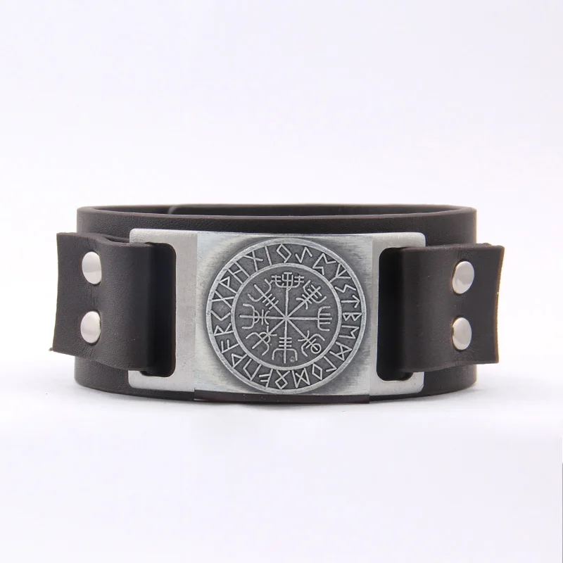 Norse Runes Viking браслет из натуральной кожи Awe лоток оснастки ювелирные изделия для