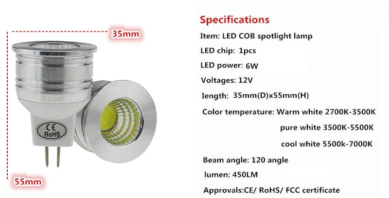 Новые продукты MR16 COB Точечный светильник s 6 Вт 12 В светодиодный светильник с регулируемой яркостью теплый белый/белый энергосберегающий светодиодный светильник