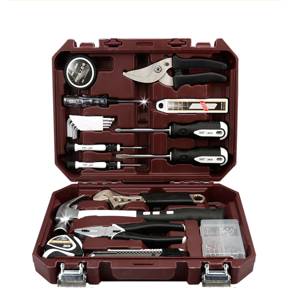 Hand Tool Sets Socket Wrench General Household Combination Clamp Tool Set Screwdriver & Toolbox Storage Case Tool Kit for Home