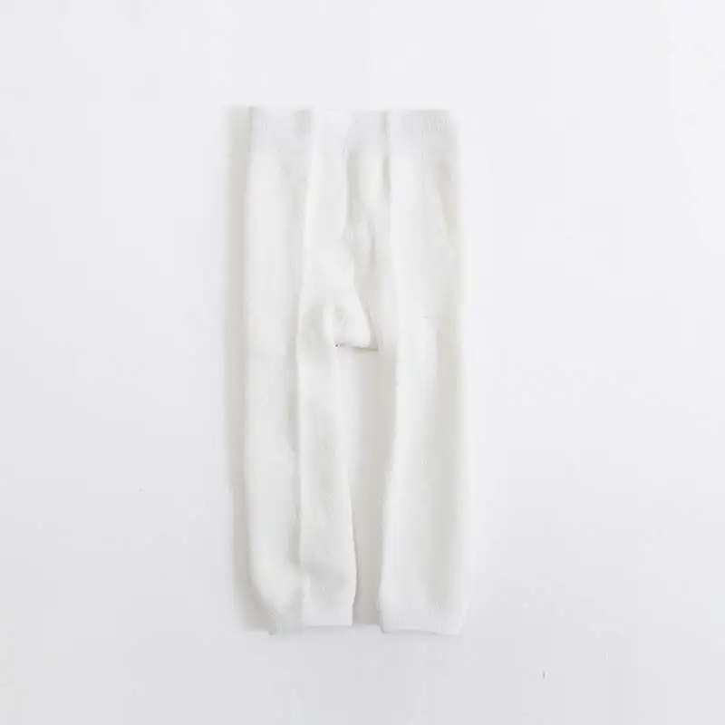 Детские вязаные штаны; хлопковые теплые леггинсы с высокой талией и рисунком для маленьких девочек; повседневные штаны-шаровары для новорожденных мальчиков; детские колготки; одежда - Цвет: White