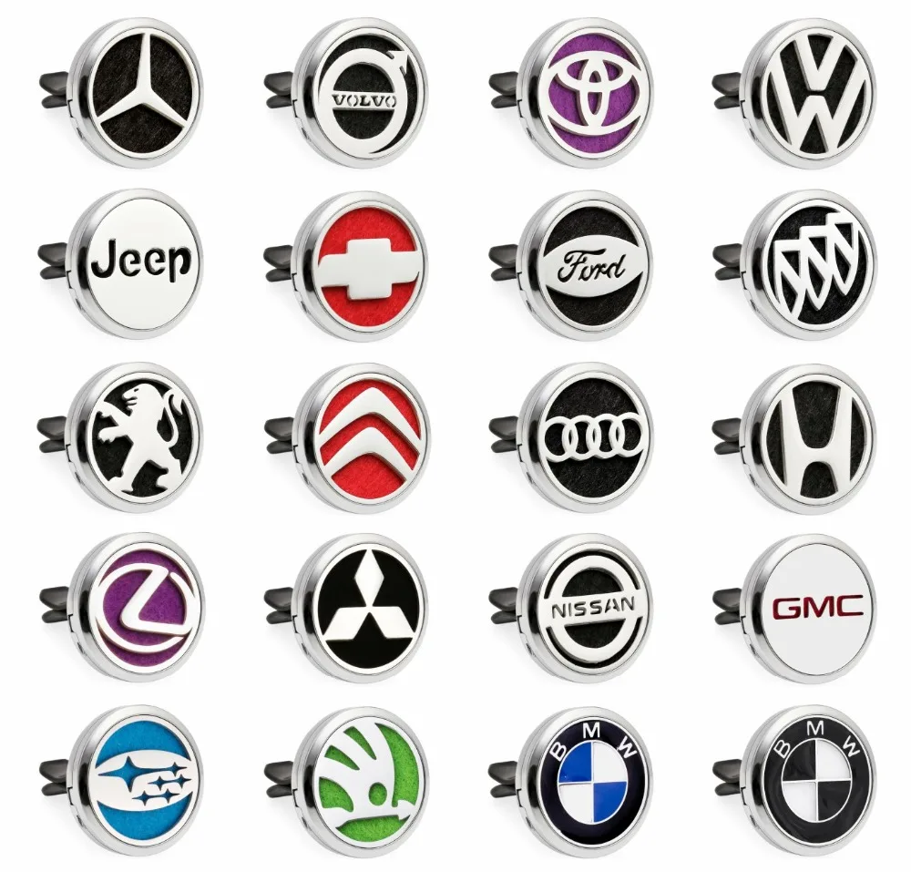 

Multiple options hot sale car Logo Ford Nissan Toyota Car Diffuser locket vent clip Essential Oil Aroma locket Magnetic 10Pads