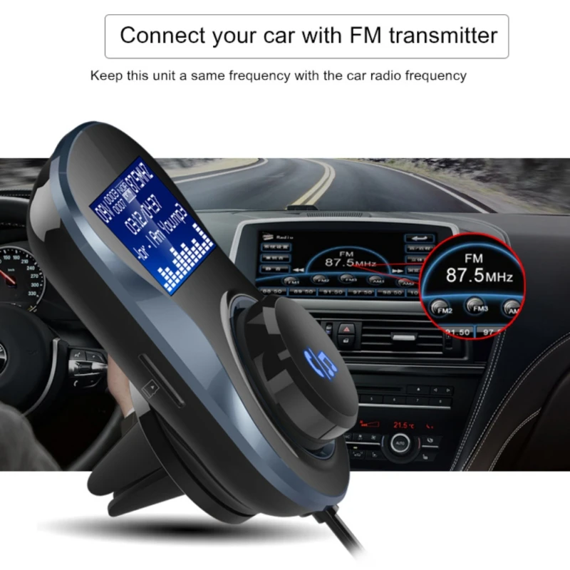 BC30 سيارة MP3 لاعب سماعة لاسلكية تعمل بالبلوتوث 4.1 شاحن سيارة بلوتوث FM الارسال محول سيارة المزدوج USB للهاتف المحمول شواحن