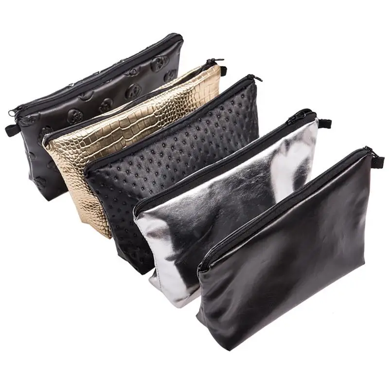 

Solid Color Laser PU Leather Waterproof Multi-Functional Clutch Cosmetic Bag Change Purse Wash Bag