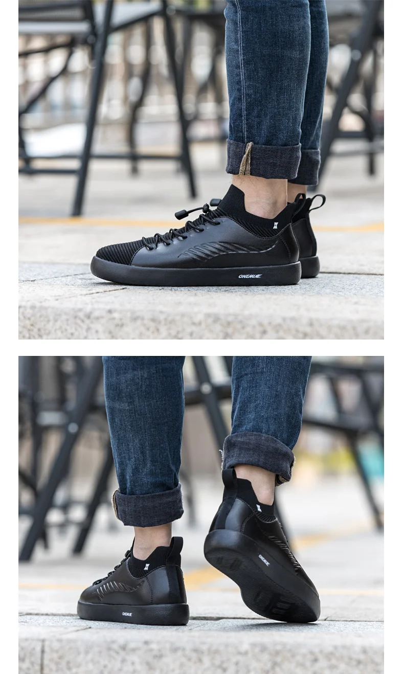 ONEMIX/черная классическая Повседневная обувь для мужчин; Легкие кроссовки без шнуровки; дизайнерская Уличная обувь
