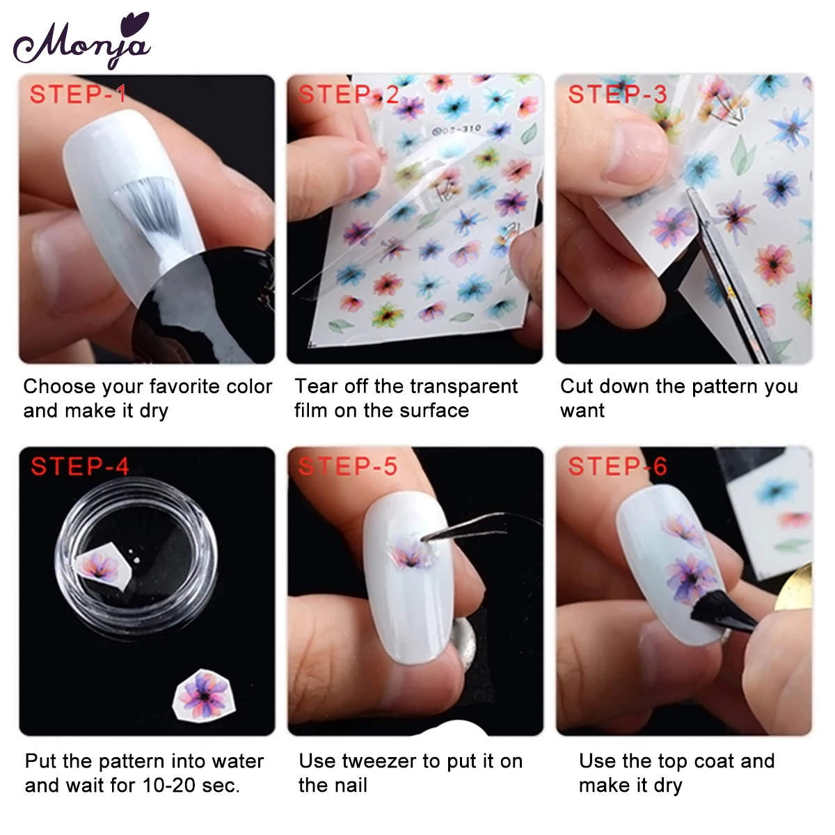 Monja Nail Art 12 видов стилей/лист животное человеческое лицо английское абстрактное изображение водяной знак стикер DIY переводная наклейка инструмент для маникюра