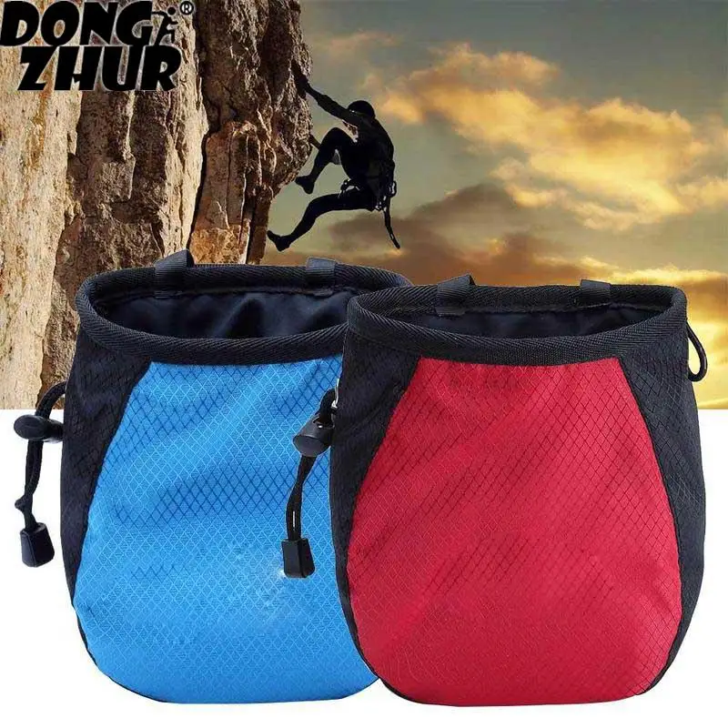 

High Qualtiy Chalk Bag 16x12x8cm Storage Pouch for Rock Climbing Gym with Drawstring and Adjustable Waist Belt Red Blue PYY0483