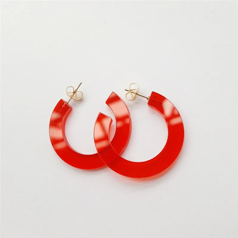 TTLIFE трендовые акриловые серьги-кольца для женщин, цветные круглые серьги из ацетатной смолы 3 см, геометрические массивные серьги, модное ювелирное изделие - Окраска металла: Red