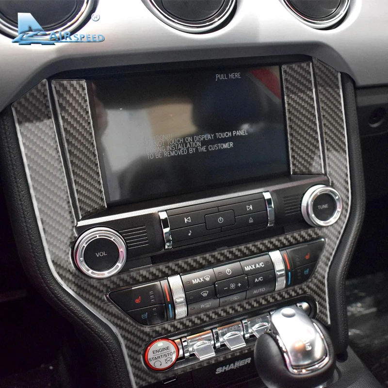 Airspeed Carbon Fiber Автомобильная консоль рамка наклейки для Ford Mustang- Автомобильная панель управления Панель AC CD Чехлы для автомобиля Стайлинг