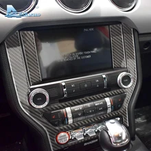 Скорость полета углерода Волокно консоли автомобиля Рамки Наклейки для Ford Mustang 2015-2017 автомобилей центр Управление Панель AC CD Чехлы для мангала стайлинга автомобилей