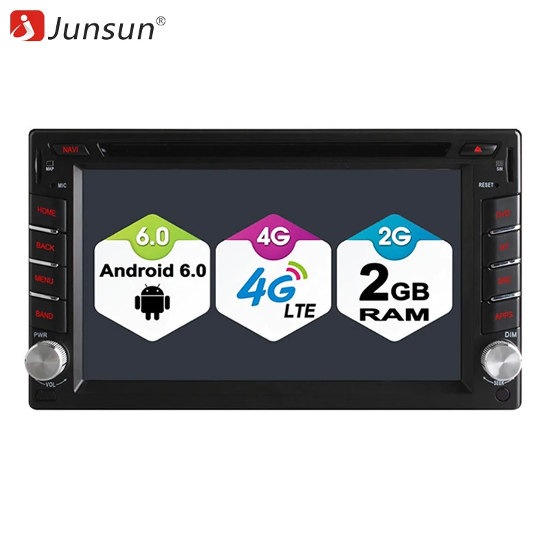 Junsun 2 din 4G Car Radio DVD Player Andriod 6.0 Bluetooth GPS ...