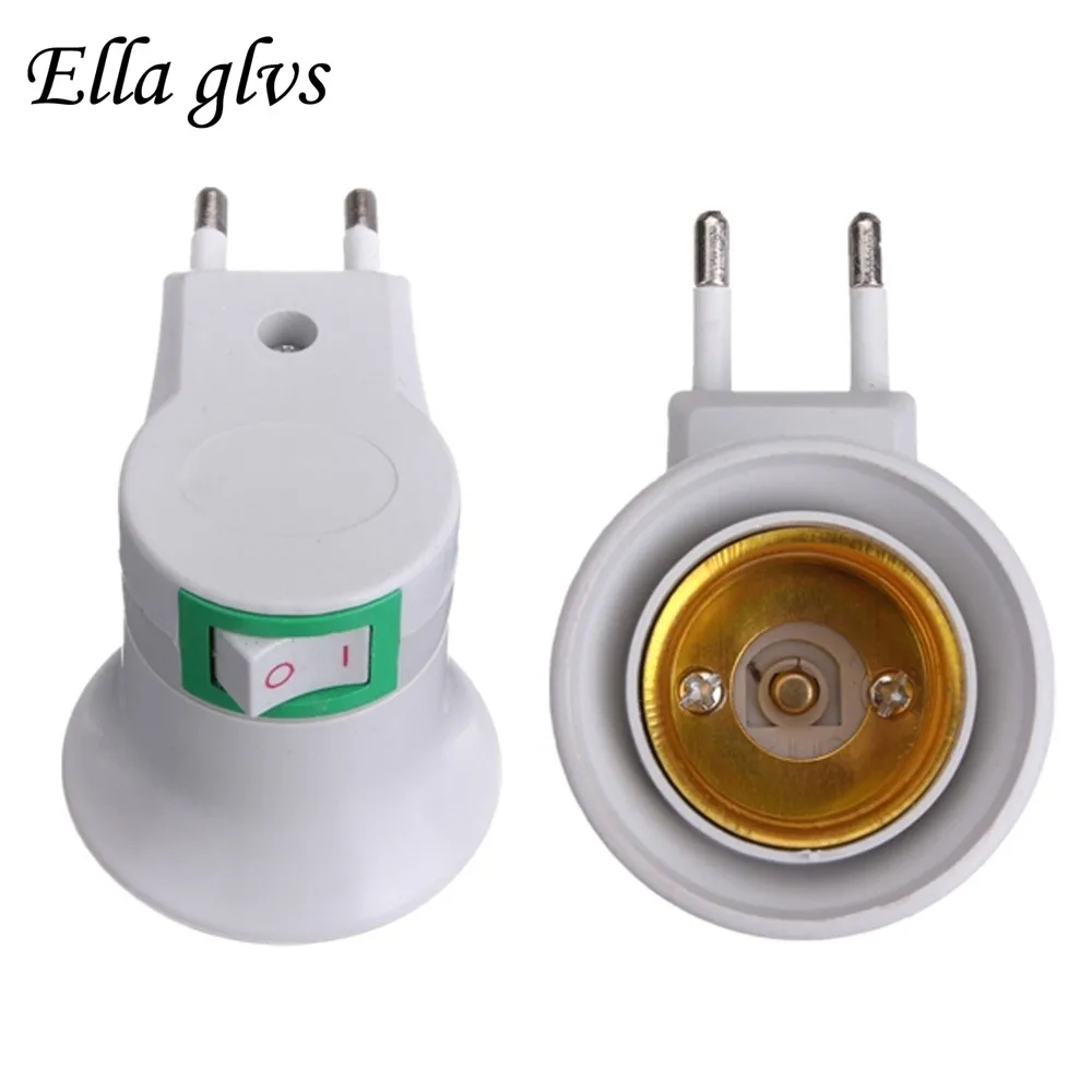

E27 EU plug adapter LED Lamp Light Socket Base Type to 110V 220V EU Plug Bulb Holder Converter + ON/OFF Button Switch