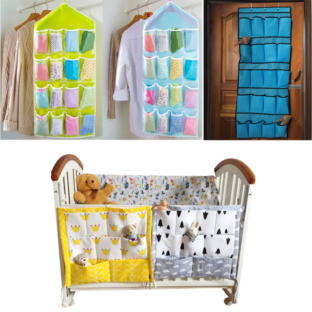 Crib Baby Bed bumper Hanging Storage Bag Multi-functional muslin Baby Cot pocket Hanging Storage Bag Baby Bedding Bumper