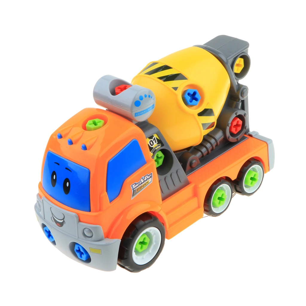 Take Apart Constructions Vehicles Toys - Assemble RC remote control Engineering Truck w/ Electric Drill Tool Kit Screwing Block
