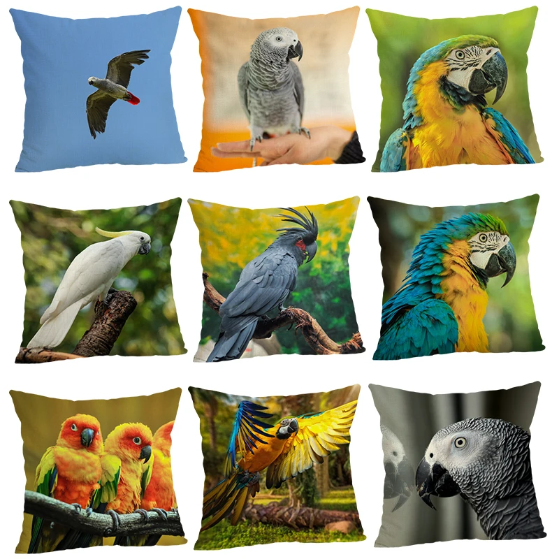 Bird Cushion Cover Home Decor Case Houseware Throw Pillowcase Linen Square 45x45cm Cojines | Дом и сад