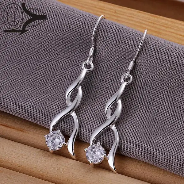 

Free Shipping!!Wholesale Silver Plated Earring,Wedding Jewelry Accessories,Fashion Twisted Clip Stone Silver Women Earrings