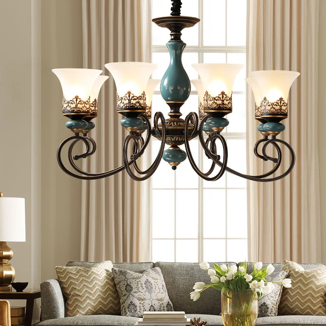 Ceramic Living Room Led Chandeliers Dining Lamp Bedroom Study Ceramic Living Room Led Chandeliers Dining Lamp Bedroom Study Simple European Retro Lighting Luxury