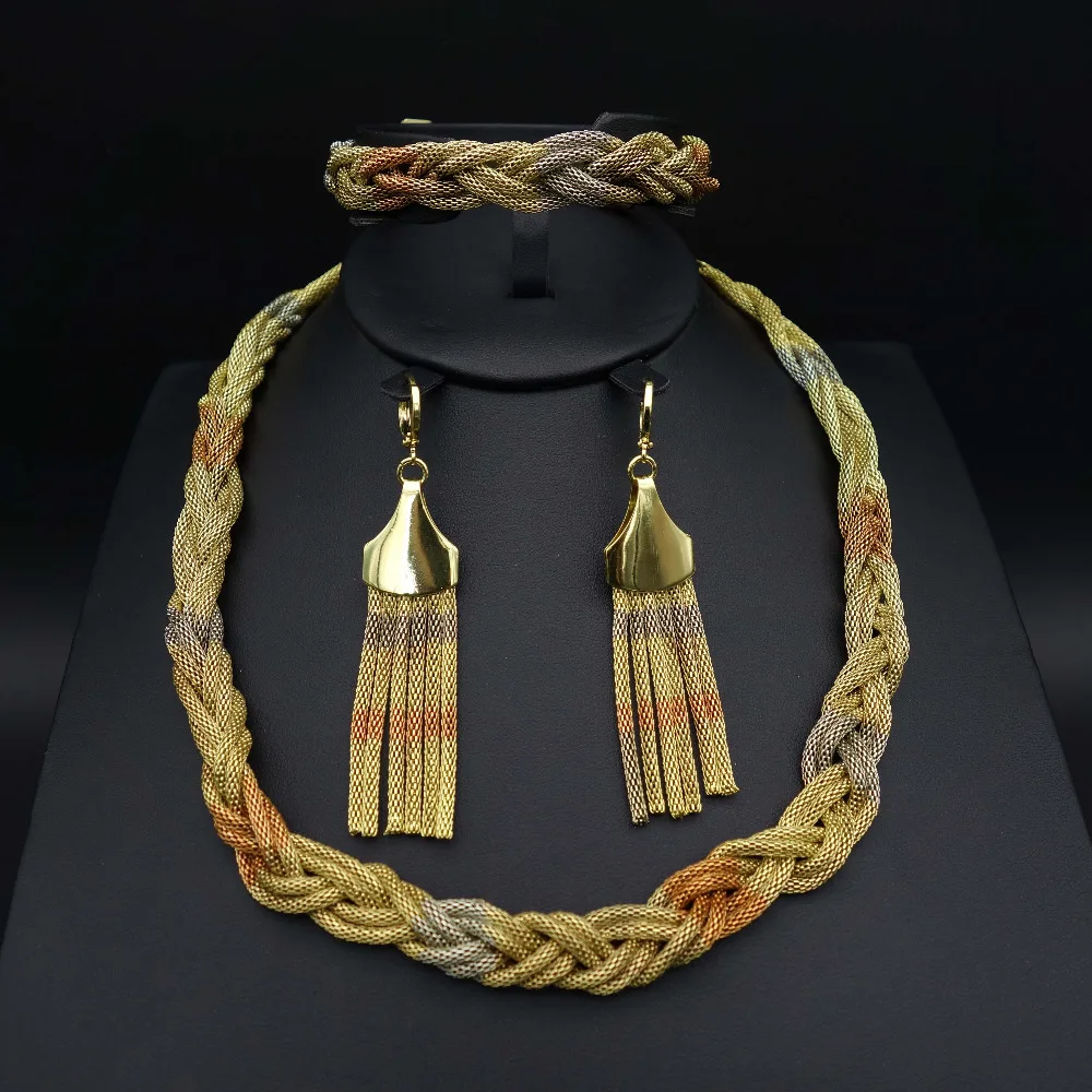 Fashion Runway Show Floating Earring Tie Necklace Set High Fashion