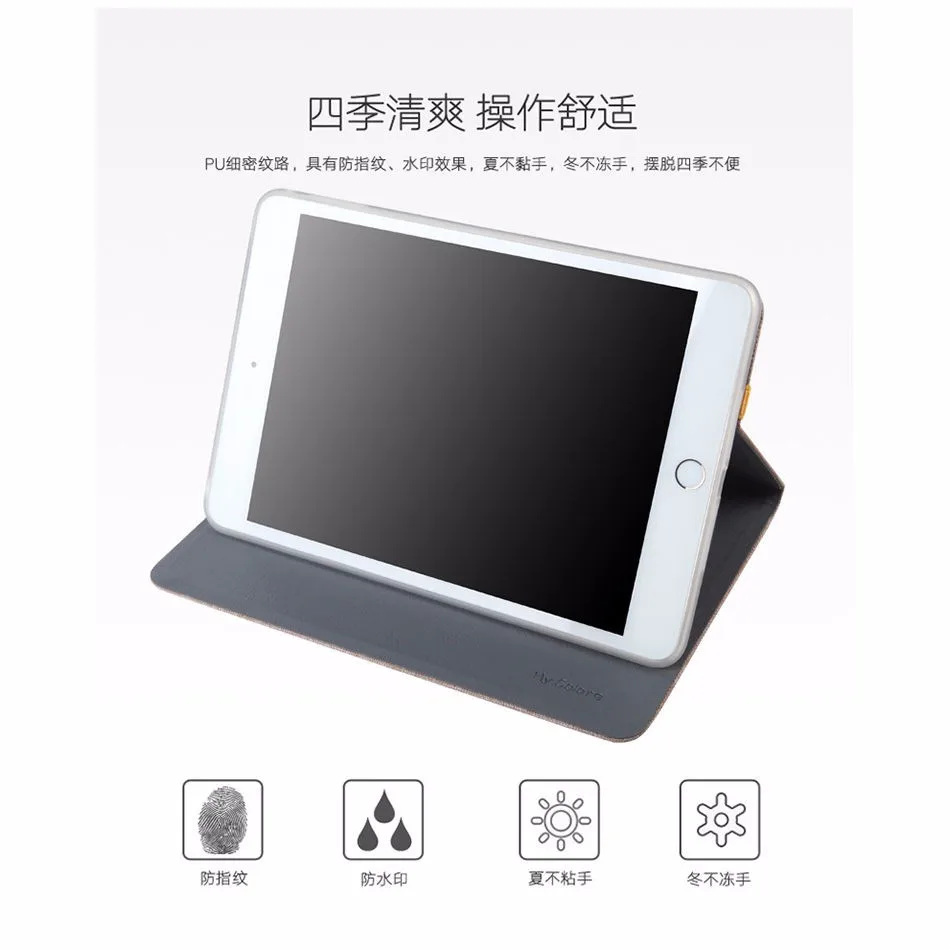Case For Apple Ipad Mini 4 Cloth Pu Leather Soft Tpu Smart Cover Folio Stand Casual Style Case For Ipad Mini4 Protective Shell