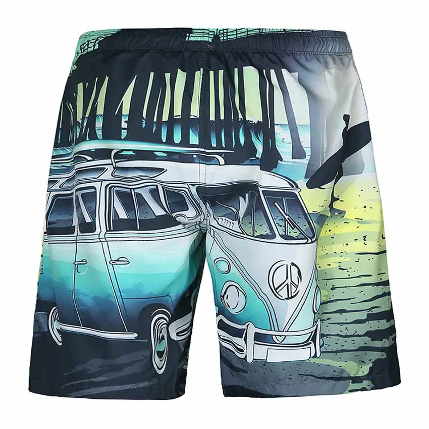 60% OFF Summer men's board shorts bathing swimsuit Cartoon Bus Funny Casual quick dry beach short Hip Hop sexy liner sungs swimwear mesh
