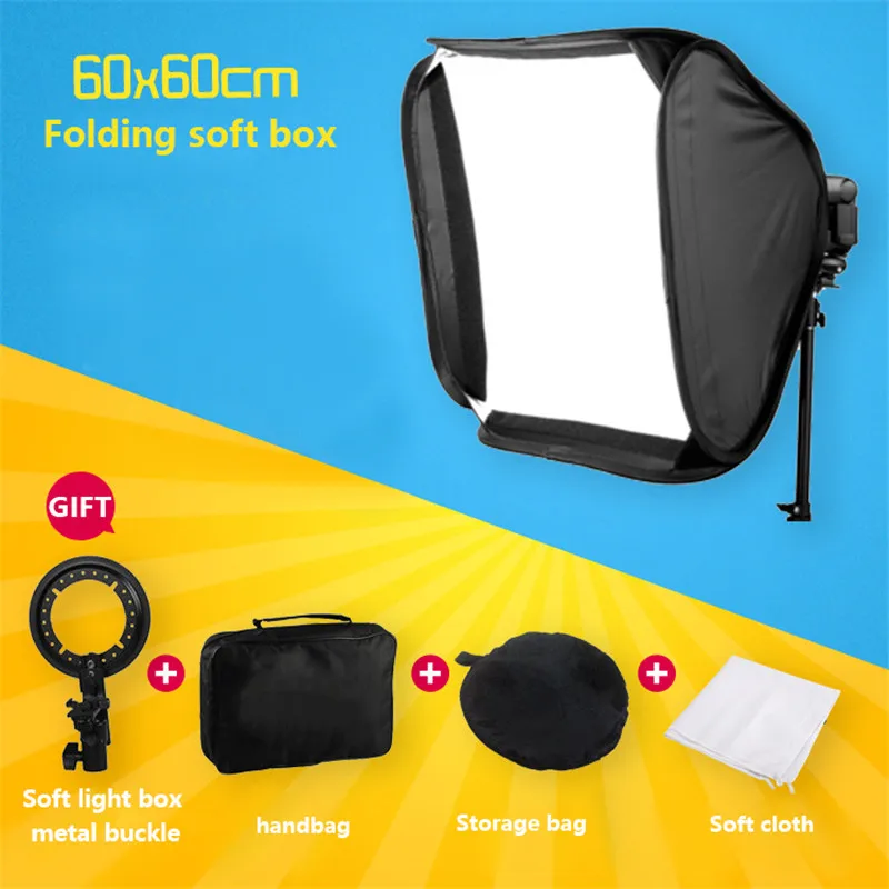 

Tycipy 60x60cm Softbox Bag Kit for Camera Foldable Flash Speedlite Softbox Diffuser Bracket Photo Studio Accessories for Canon