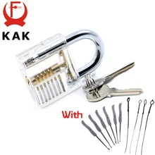 KAK Transparent Visible Pick coupe pratique cadenas serrure avec clé cassée enlever les crochets Kit de verrouillage extracteur ensemble serrurier outil