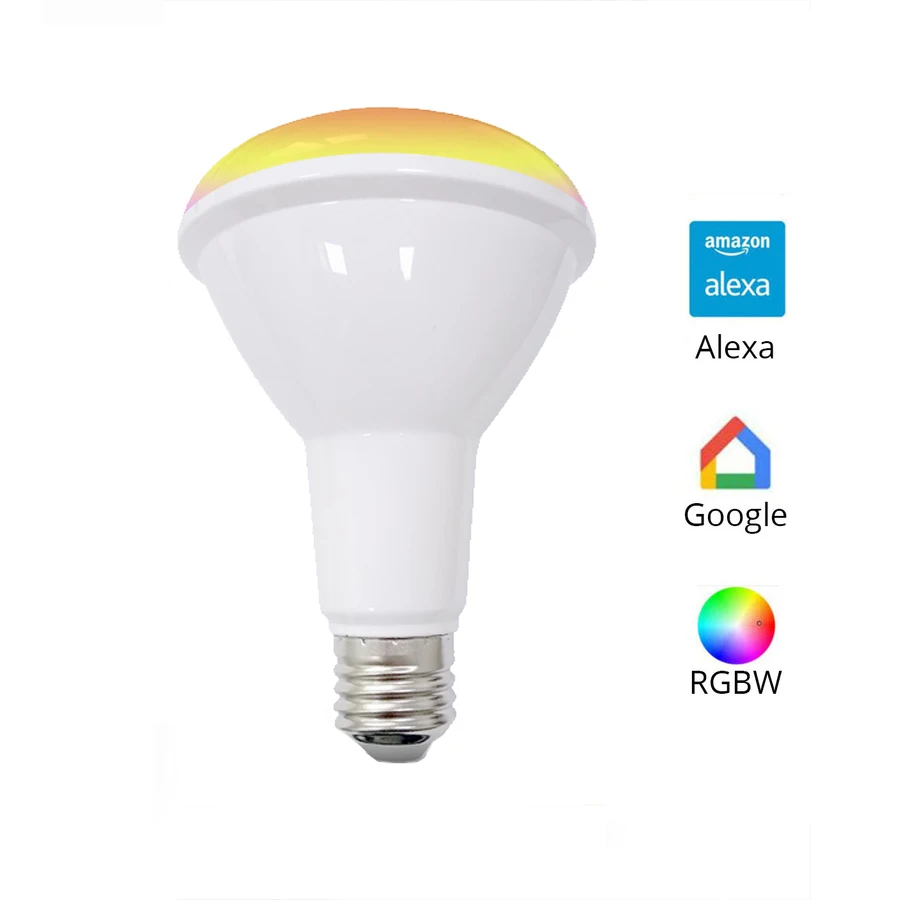 

Colorful BR30 WiFi RGBW LED Light Work with Alexa Echo Google Home Assistance IFTTT Support APP Voice Timer Control E27 Lamp