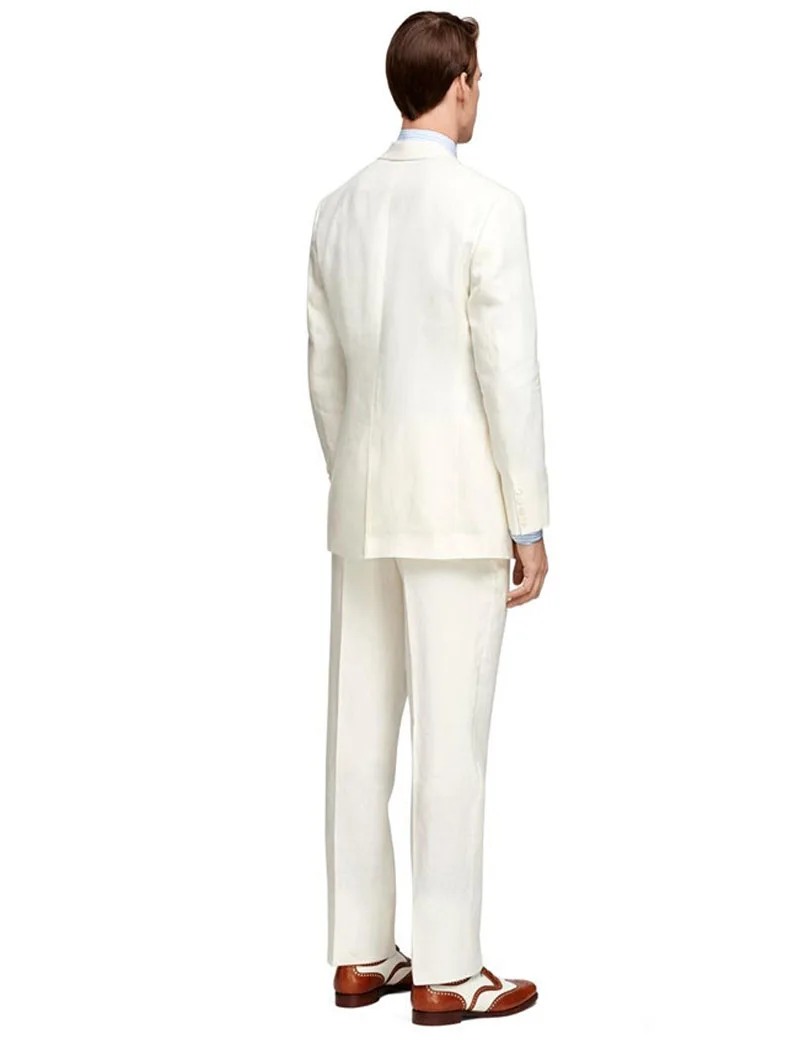 2017 Tailored Made White Groomsmen Suit Two Buttons Three Pockets Tuxedos Wedding Bridegroom Party Suit (Jacket+Pants+Vest)