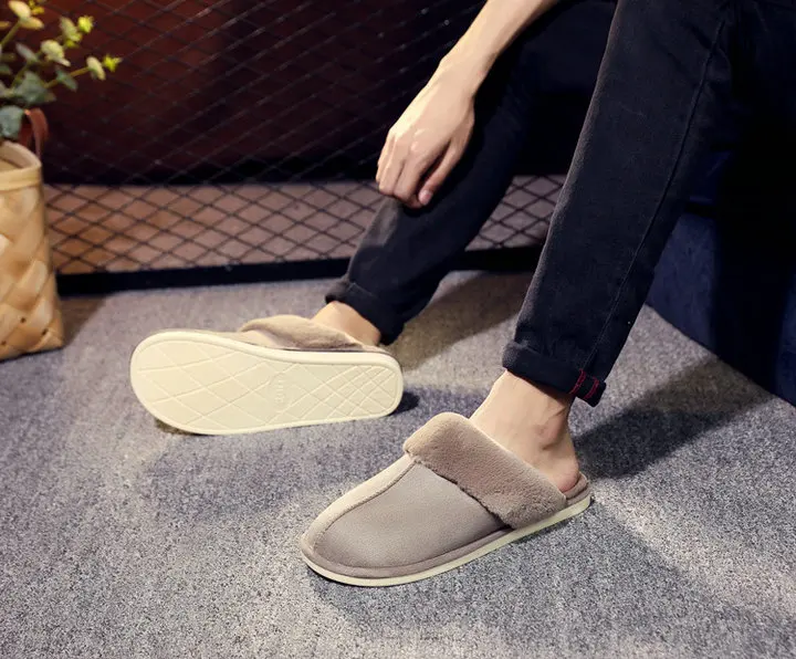 New Arrival Durable Home Slippers Unisex Micro Suede Upper Sheepskin Warm Comfortable Fur Plush Winter Slippers (37)