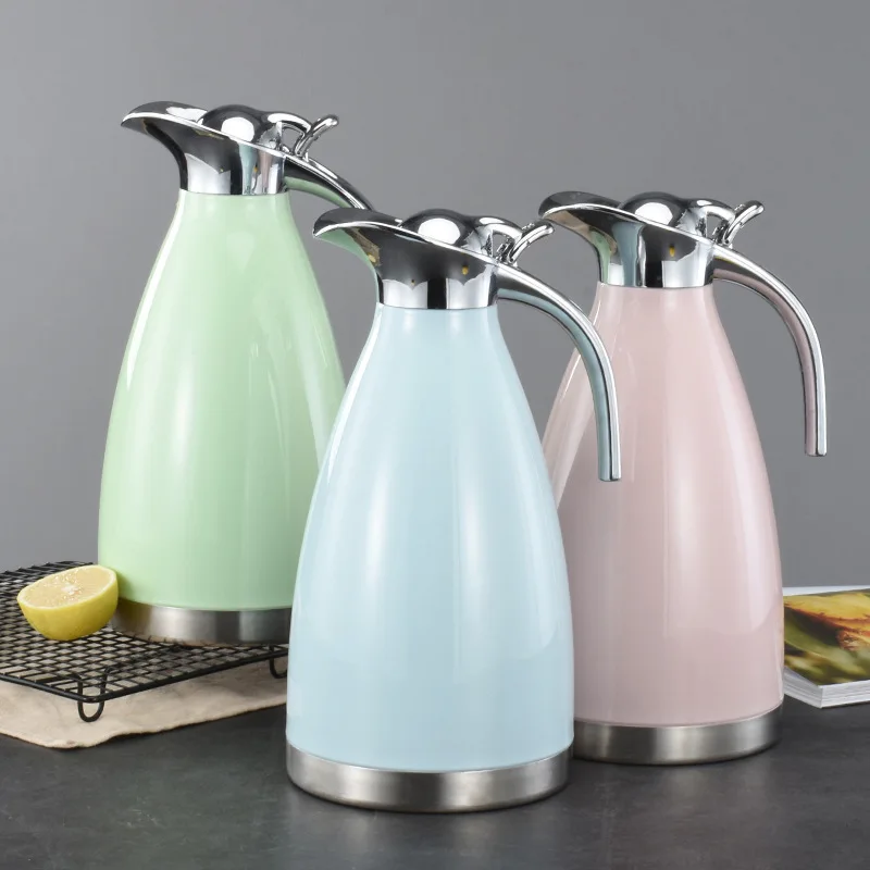 

1.5L/2L Thickened 304 Stainless Steel Thermoses Pitcher Double Layer Vacuum Insulation Water Pot Home Coffee Pot Thermos Jug