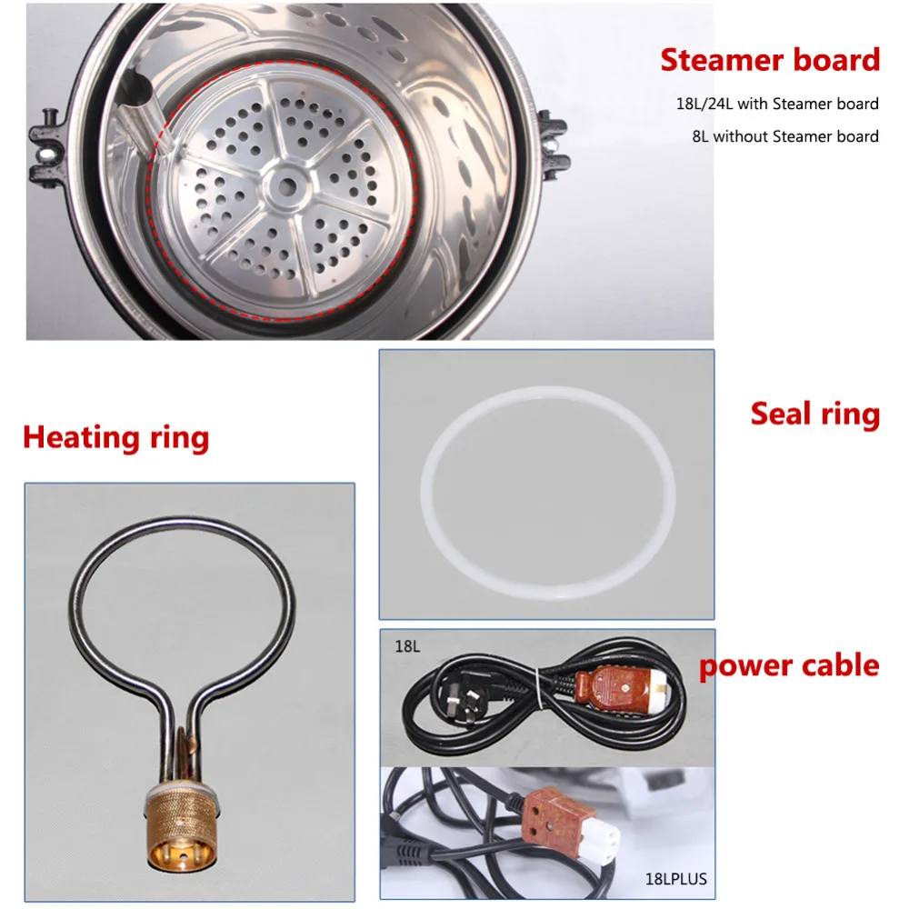 8L/18L/24L портативный нагревательный Автоклав из нержавеющей стали стерилизатор высокого давления