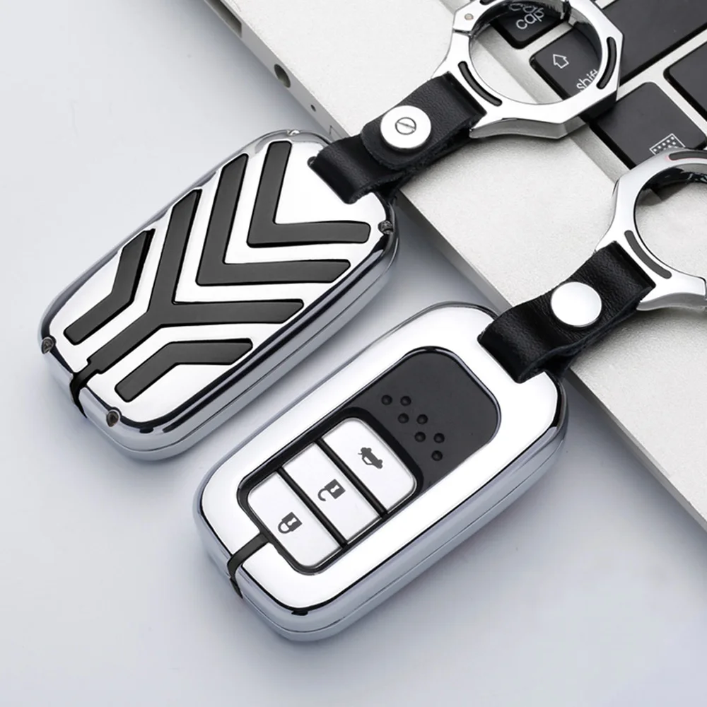 

ATOBABI Zinc Alloy Key Case Fob Cover Frame For Honda CRV XRV Vezel URV Avancier New Civic Accord Smart Key Keychain Car Styling
