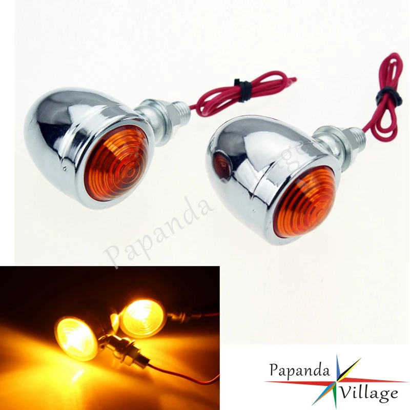 

Chrome Motorcycle 10mm bolt Turn Signals Light Turning Lamp Blinker Amber Light for Harley Dyna Softail Chopper Cafe Racer