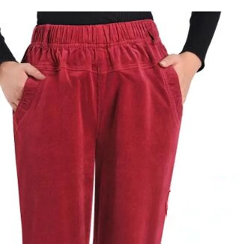 Брюки вельветовые женские с высокой талией на осень/зиму|casual pants female|plus size pantssize |