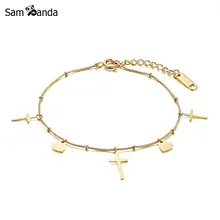 Браслет с крестиком в форме сердца, браслет для женщин, золотой цвет, Pulseira Masculina, цепочка, браслет armbanden voor vrouwen, регулируемый