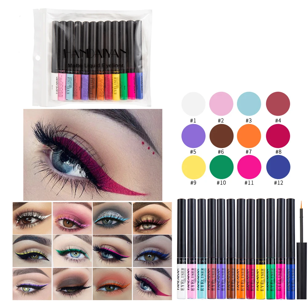 

Eyeliner Pencil 12 Colors Make Up Waterproof Eye Liner Liquid Matte Long-lasting Smooth Easy To Wear Eyes Makeup Kit Cosmetic