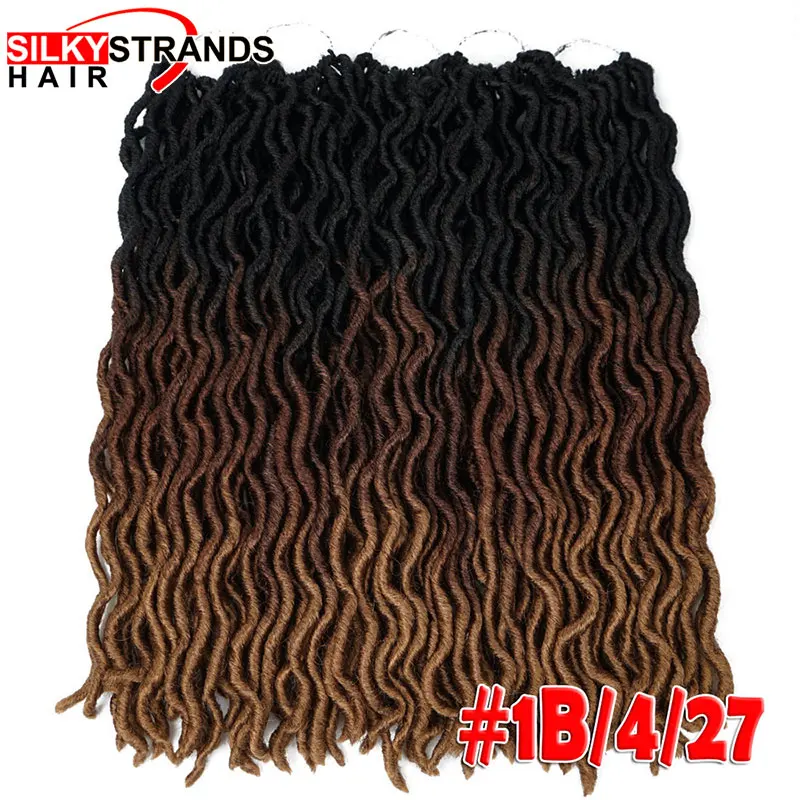 Ombre Goddess Faux locs волосы шелковистые пряди крючком косы три тона 20 дюймов Синтетические жгуты для вплетания 100 г - Цвет: #27