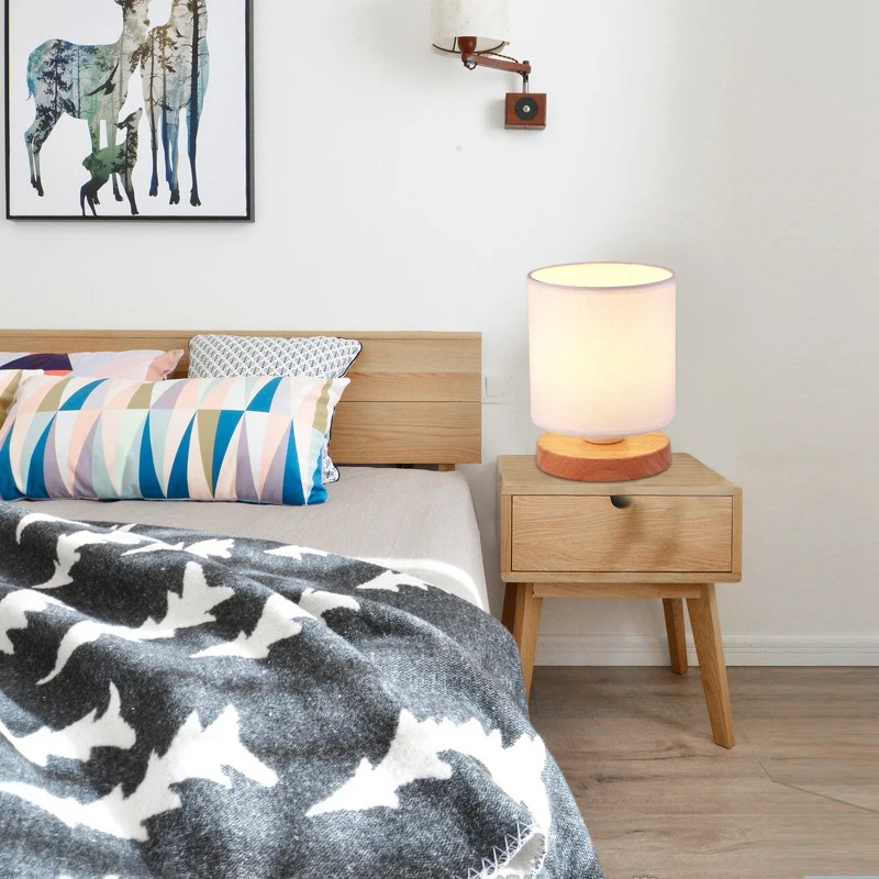 Modern Simplicity Style Wooden Table Lamp Living Room Bedroom Beside Reading Night Light   Retro Polyhedron Indoor Desk Light (2)