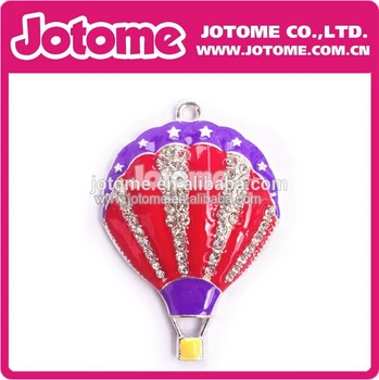 

100pcs/lot / 2016 Fashion Stars & Stripes Fire Balloon Patriotic Rhinestone Pendant 4th of July