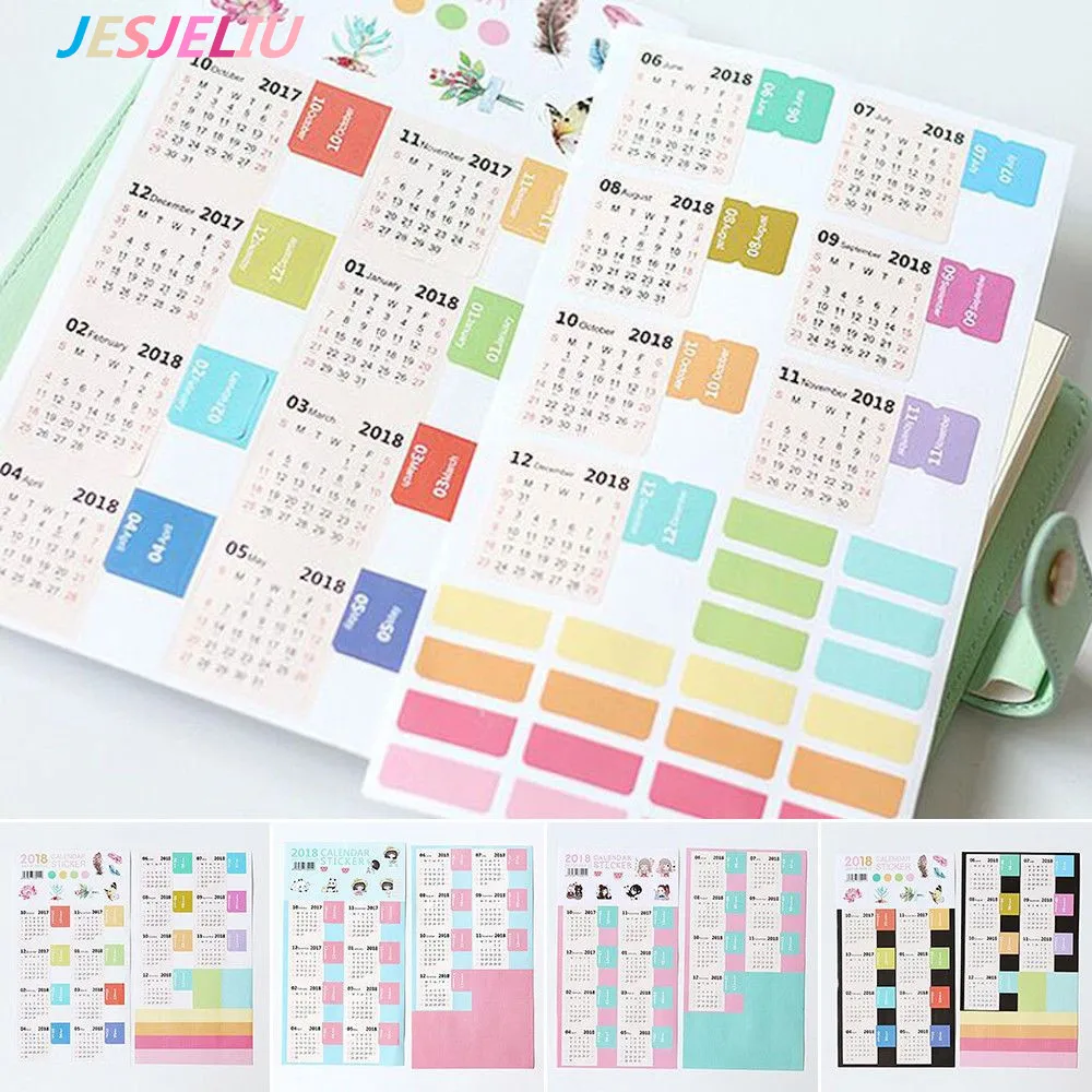 

2018 Notebook Monthly Category Planner Calendar Stickers Note Index Label Maker Useful DIY Gift School Office Tools