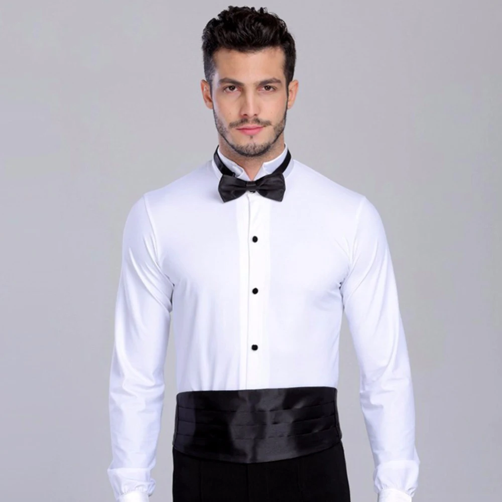 2022NewBallroomDanceCostumesLongSleevedTopsMaleBallroomShirts