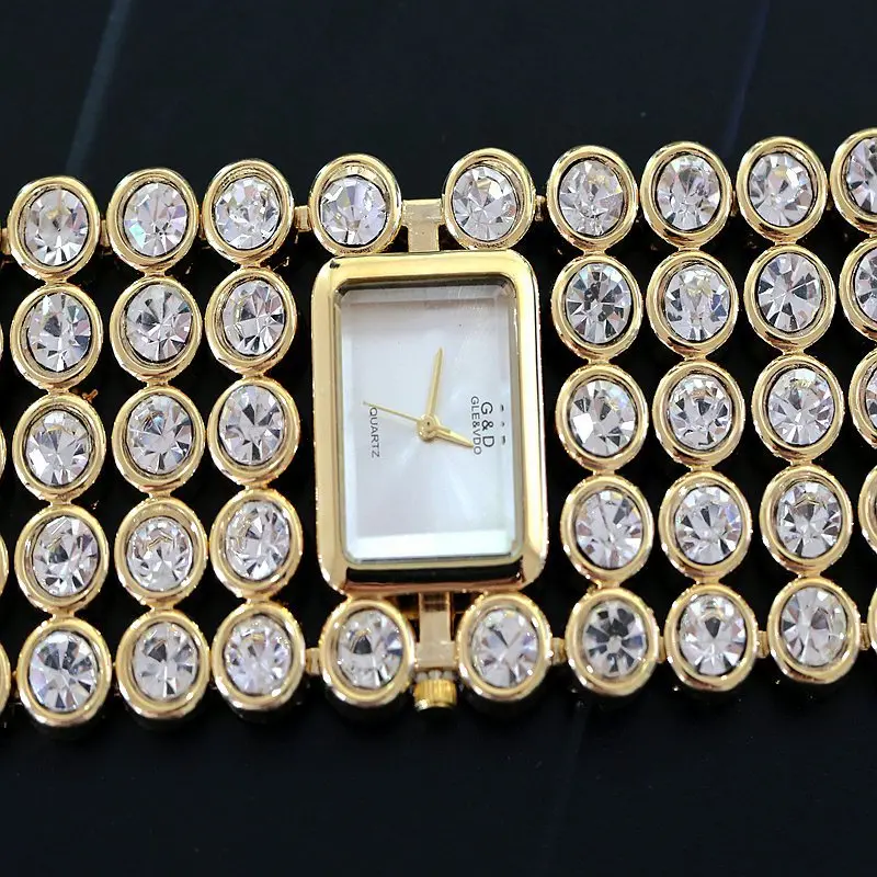 Большие часы квадратные шикарные с позолотой стальные камни кварцевые часы для женщин модные повседневные наручные женские часы