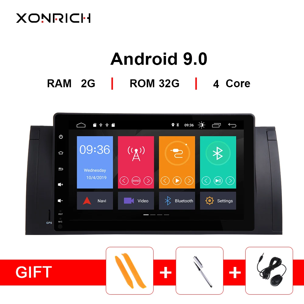 Xonrich 1 Din Android 9,0 Автомобильный мультимедийный радиоприемник для BMW E39 BMW X5 E53 M5 dvd аудио gps навигационный экран головное устройство Wifi DAB+ 2 Гб