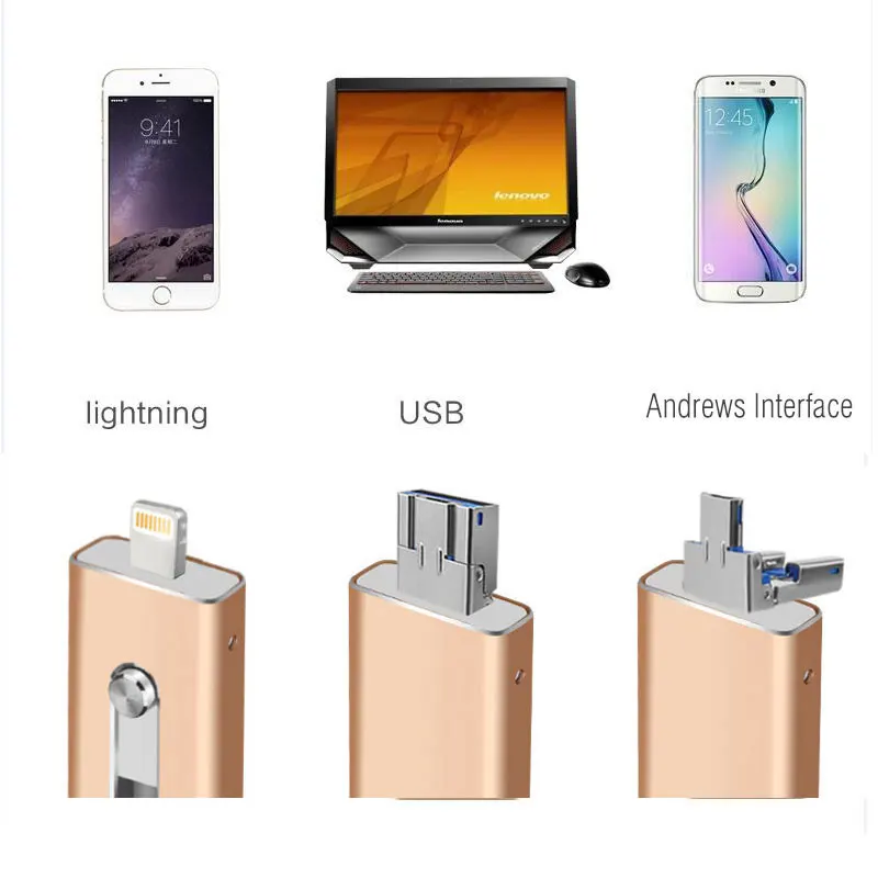 Молния OTG Flash Drive 8 GB 16 GB 32 ГБ, 64 ГБ и 128 ГБ для iOS 12+ и USB для компьютера PC для планшетных OTG флешки для iPhone U диска