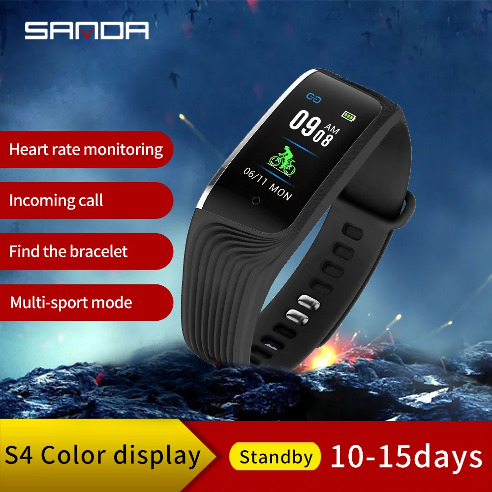 SANDA Men's and Women's Smart Heart Rate Monitor Digital Watch Pedometer Fitness Tracker Waterproof Smart Watch Business Clock