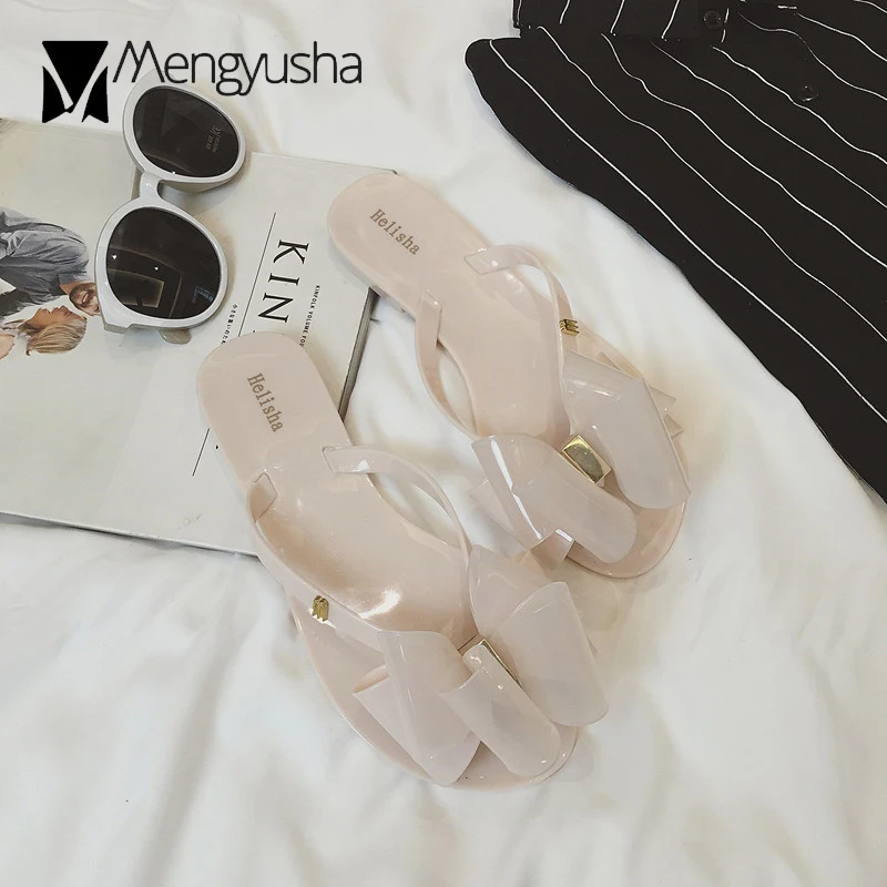 Mädchen gelee sandalen schuhe sommer 3d bogen-knoten flip-flops mujer flache clip kappe strand hausschuhe frauen 2018 sommer faul slides frau