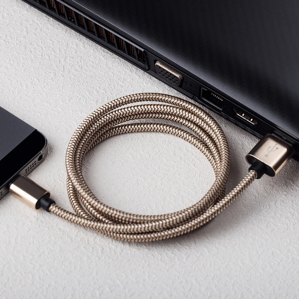 2.4A Кабель с разъемом типа C USB телефон зарядное устройство провод нейлоновой