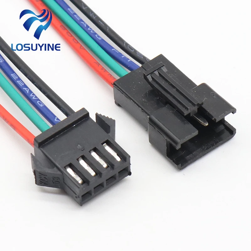 

wholesale 10 pairs 4pin JST Connector Male Female Cable for SMD 5050/3528 RGB color LED Strip Wire WS2801 LPD8806 RGB LED Strip