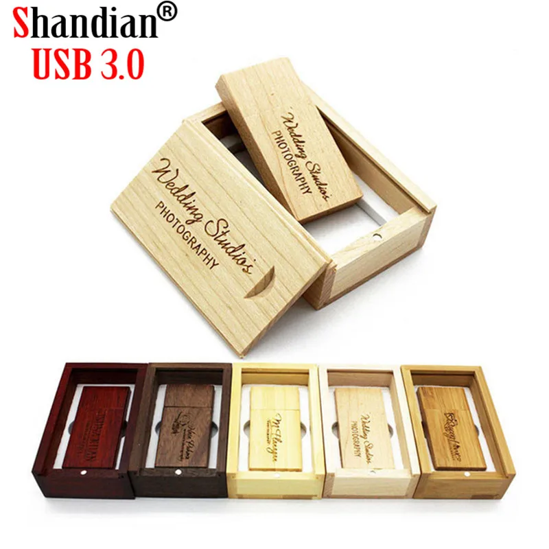 SHANDIAN USB 3,0 деревянный usb+ коробка usb флэш-накопитель 4 ГБ 8 ГБ 16 ГБ 32 ГБ свадебная фотография подарок(более 10 шт. бесплатный логотип